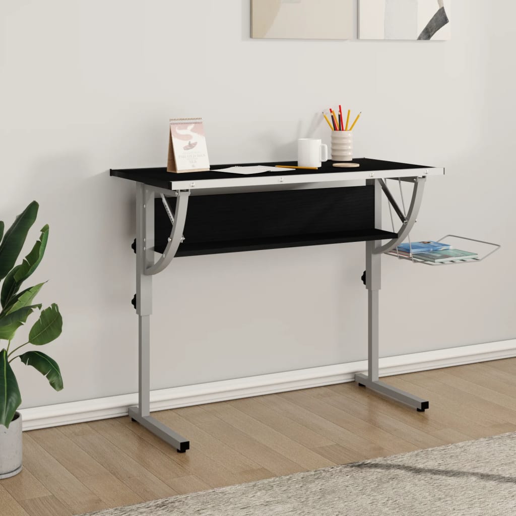 Adjustable Black & Grey Craft Desk, 110x53 cm, Engineered Wood & Steel