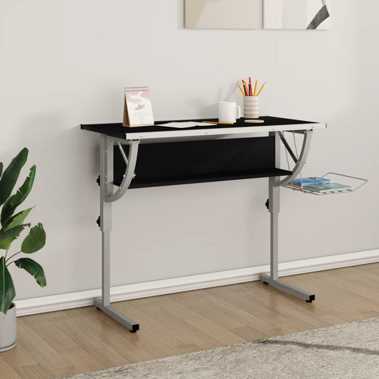 Adjustable Black & Grey Craft Desk, 110x53 cm, Engineered Wood & Steel