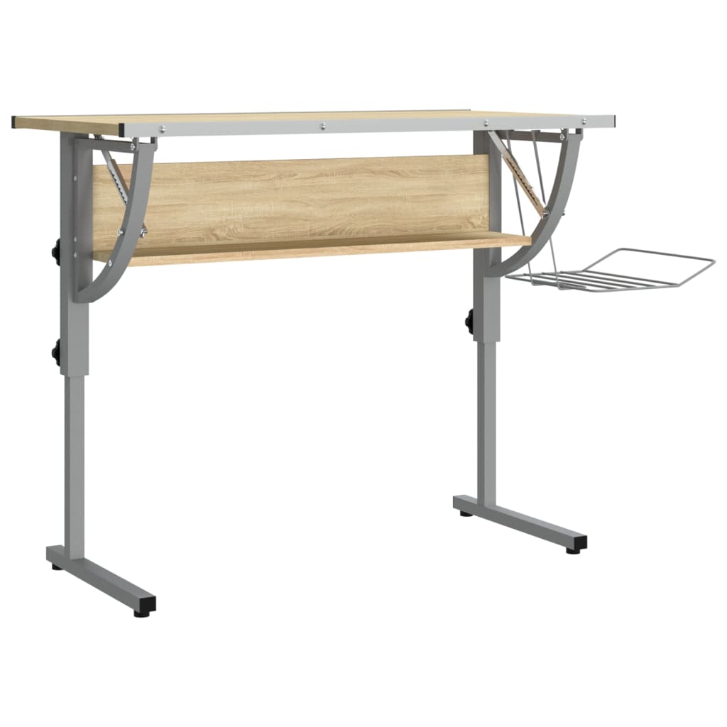 Adjustable Craft Desk, Sonoma Oak & Grey, 110x53cm, Wood & Steel