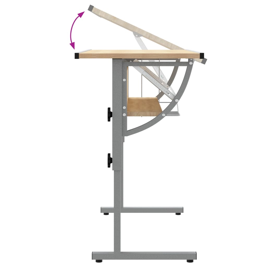 Adjustable Craft Desk, Sonoma Oak & Grey, 110x53cm, Wood & Steel