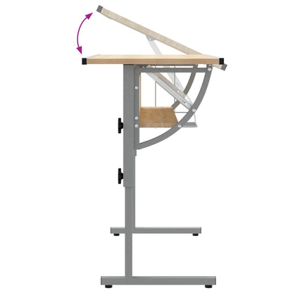 Adjustable Craft Desk, Sonoma Oak & Grey, 110x53cm, Wood & Steel
