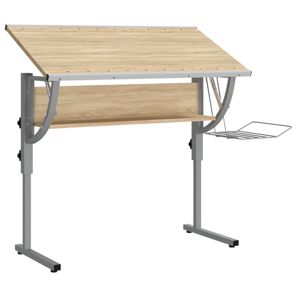 Adjustable Craft Desk, Sonoma Oak & Grey, 110x53cm, Wood & Steel