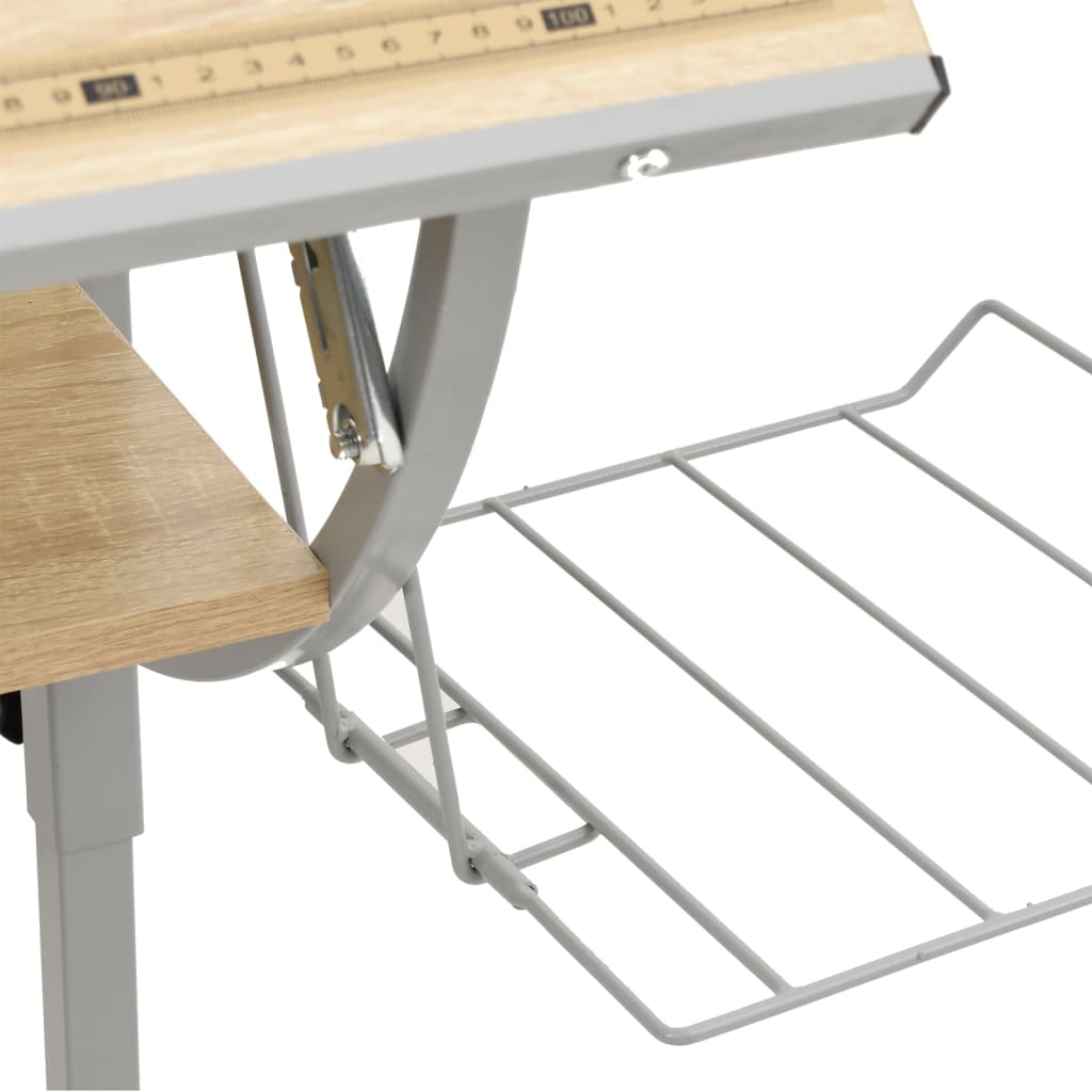 Adjustable Craft Desk, Sonoma Oak & Grey, 110x53cm, Wood & Steel