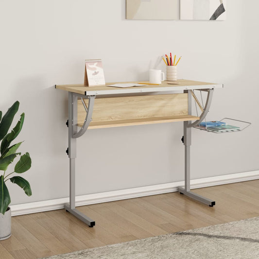 Adjustable Craft Desk, Sonoma Oak & Grey, 110x53cm, Wood & Steel