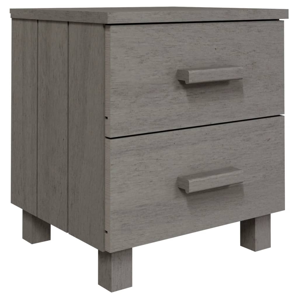 Solid Pinewood Bedside Cabinet HAMAR Light Grey 40x35x44.5 cm