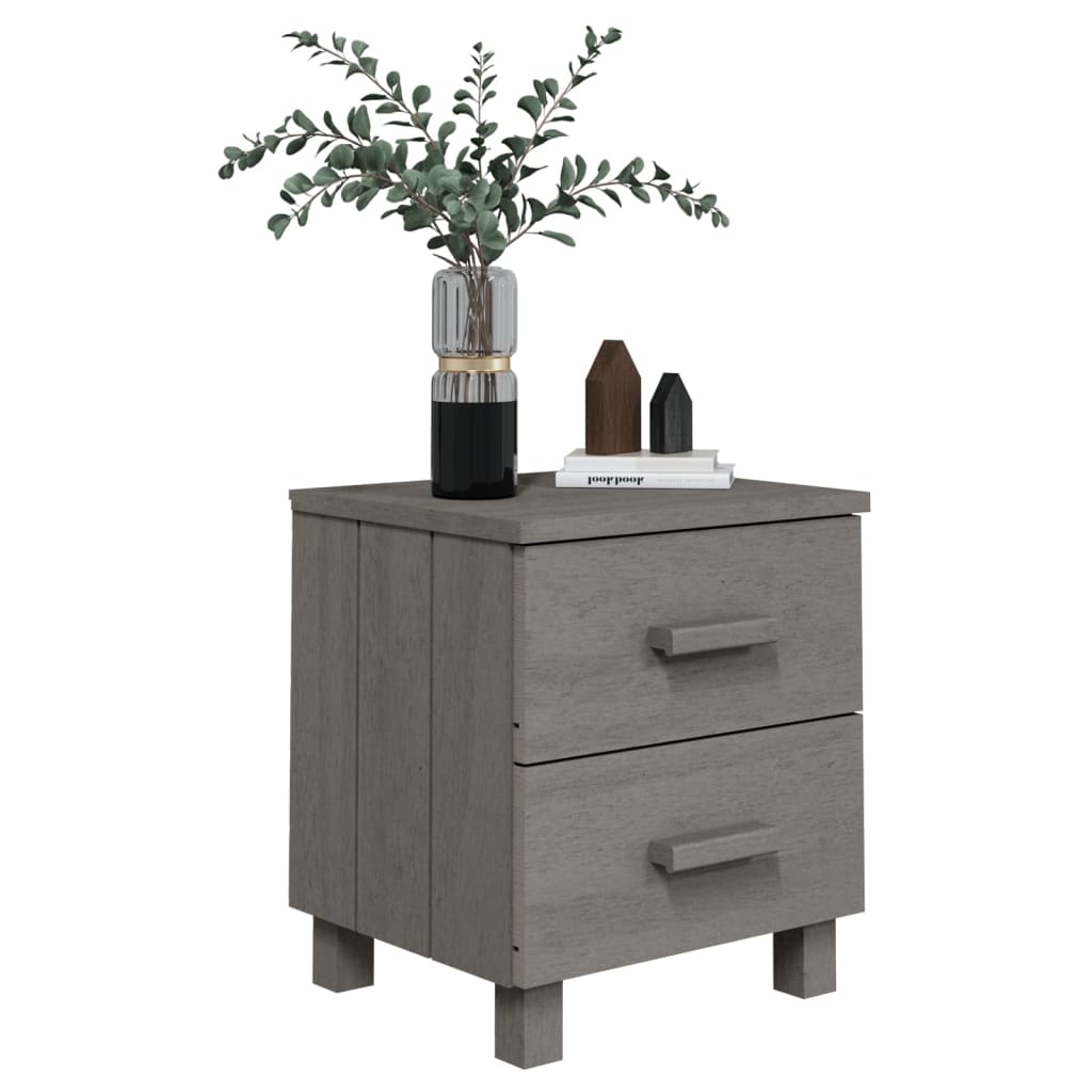 Solid Pinewood Bedside Cabinet HAMAR Light Grey 40x35x44.5 cm
