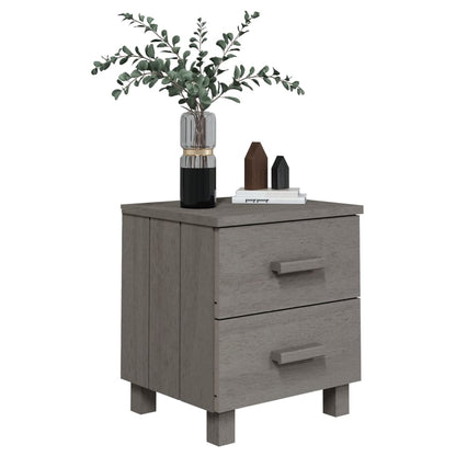 Solid Pinewood Bedside Cabinet HAMAR Light Grey 40x35x44.5 cm