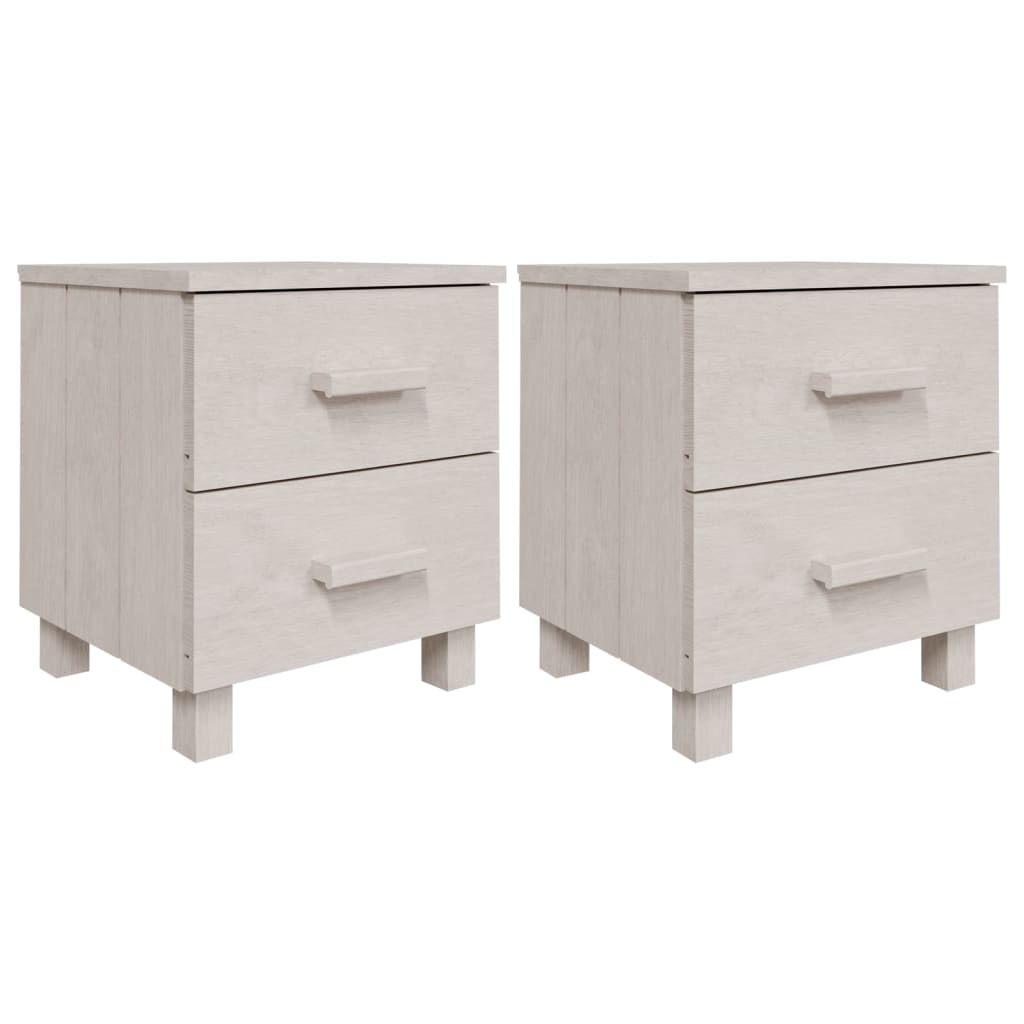 Solid Wood Bedside Cabinets, White HAMAR 2 pcs, 40x35x44.5 cm