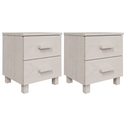 Solid Wood Bedside Cabinets, White HAMAR 2 pcs, 40x35x44.5 cm