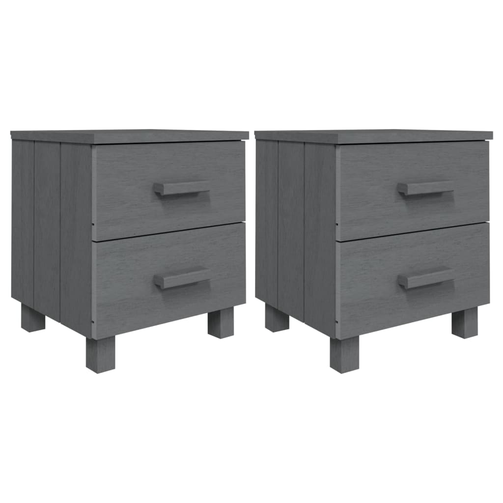 HAMAR 2-Piece Dark Grey Bedside Cabinets, Solid Wood, 40x35x44.5 cm