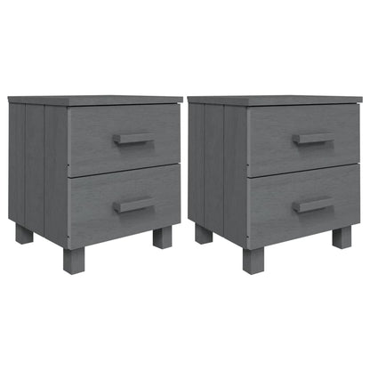 HAMAR 2-Piece Dark Grey Bedside Cabinets, Solid Wood, 40x35x44.5 cm