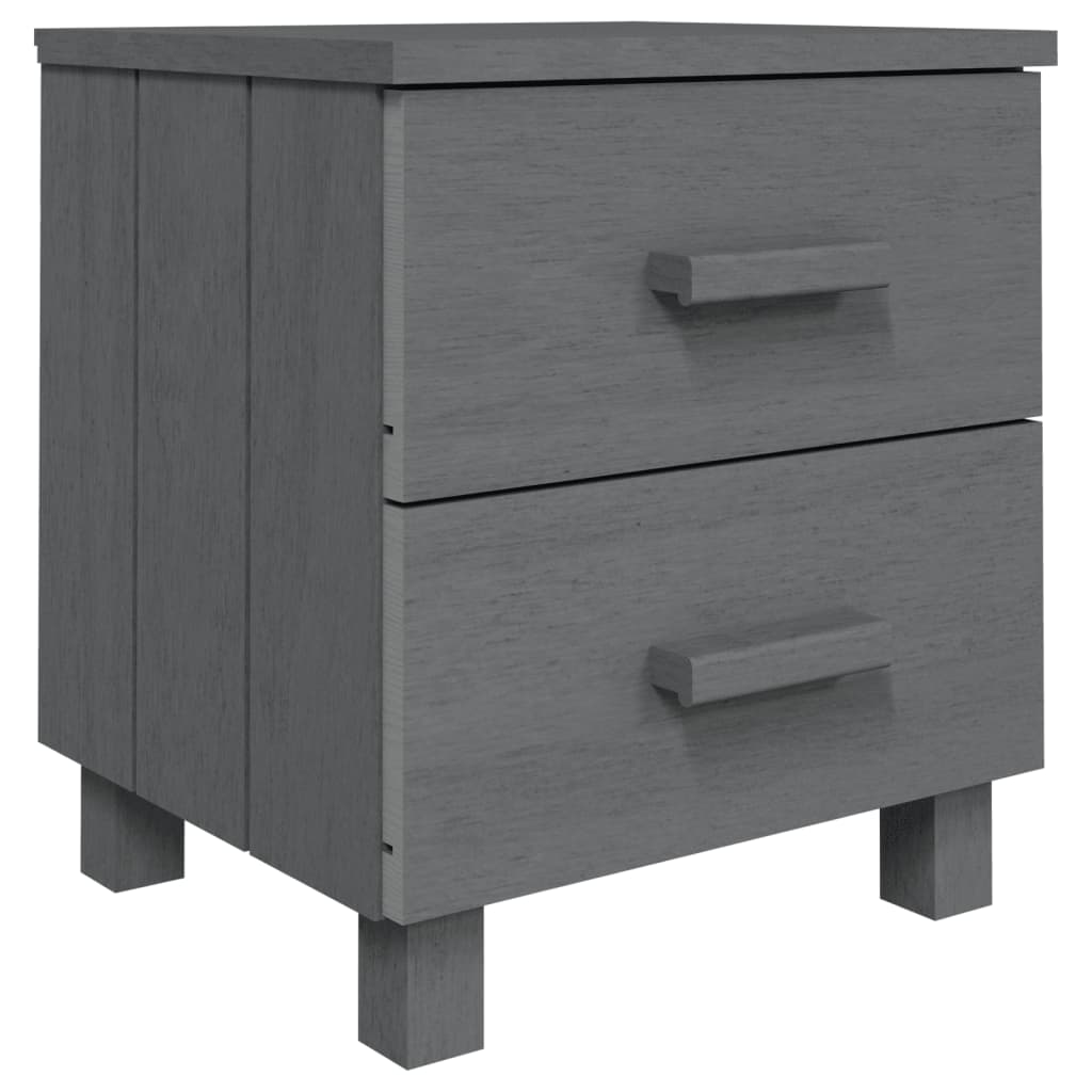 HAMAR 2-Piece Dark Grey Bedside Cabinets, Solid Wood, 40x35x44.5 cm