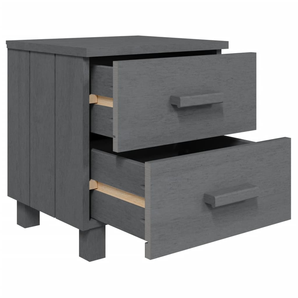 HAMAR 2-Piece Dark Grey Bedside Cabinets, Solid Wood, 40x35x44.5 cm