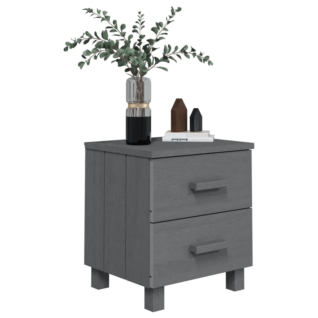 HAMAR 2-Piece Dark Grey Bedside Cabinets, Solid Wood, 40x35x44.5 cm