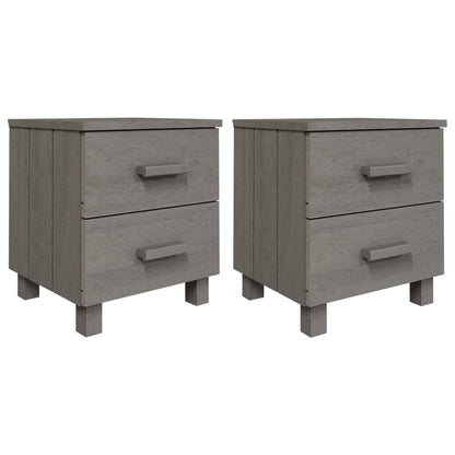 HAMAR Solid Wood Bedside Cabinets - 2 Pcs Light Grey, 40x35x44.5cm