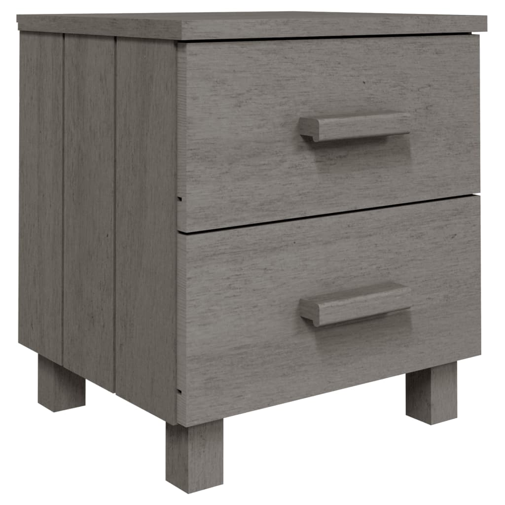 HAMAR Solid Wood Bedside Cabinets - 2 Pcs Light Grey, 40x35x44.5cm