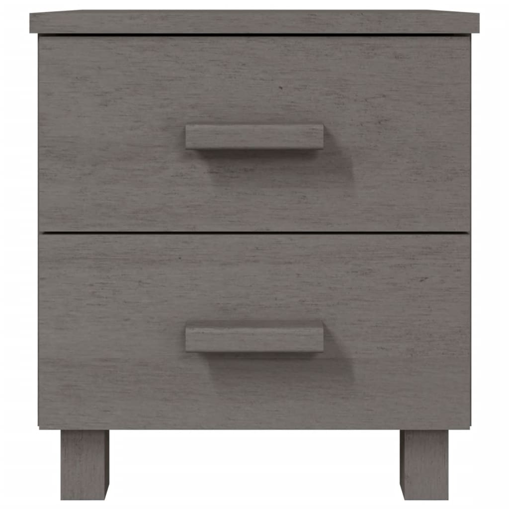 HAMAR Solid Wood Bedside Cabinets - 2 Pcs Light Grey, 40x35x44.5cm