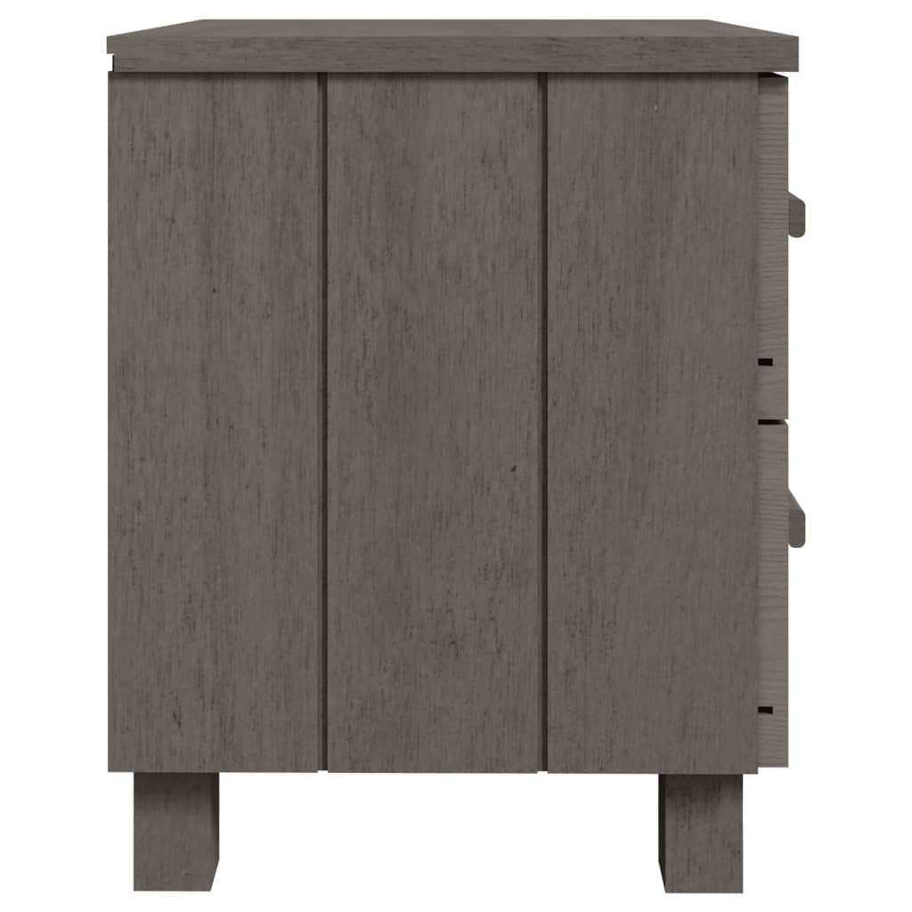 HAMAR Solid Wood Bedside Cabinets - 2 Pcs Light Grey, 40x35x44.5cm