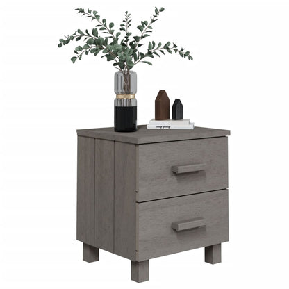 HAMAR Solid Wood Bedside Cabinets - 2 Pcs Light Grey, 40x35x44.5cm