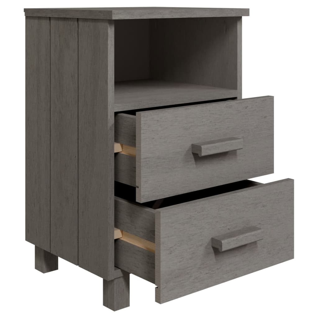 HAMAR Light Grey Pine Bedside Cabinet 40x35x62 cm - Solid Wood
