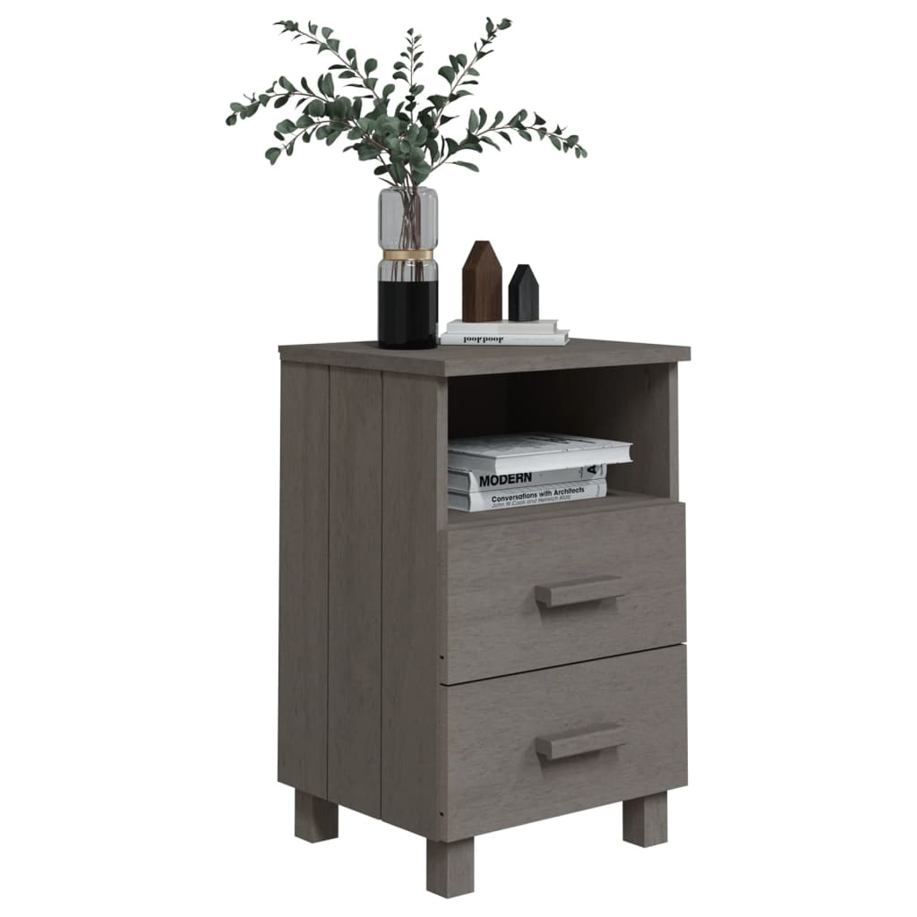 HAMAR Light Grey Pine Bedside Cabinet 40x35x62 cm - Solid Wood