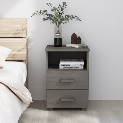 HAMAR Light Grey Pine Bedside Cabinet 40x35x62 cm - Solid Wood