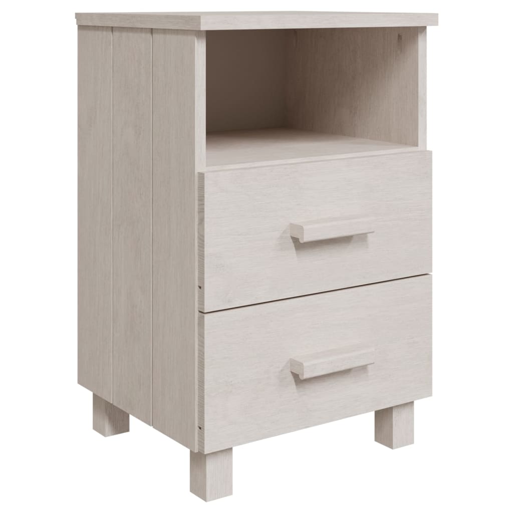 Solid Wood White Bedside Cabinets - HAMAR Set of 2, 40x35x62 cm