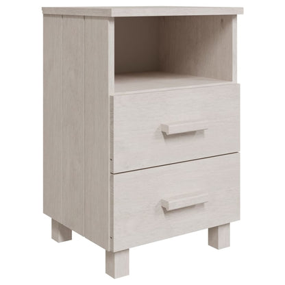 Solid Wood White Bedside Cabinets - HAMAR Set of 2, 40x35x62 cm