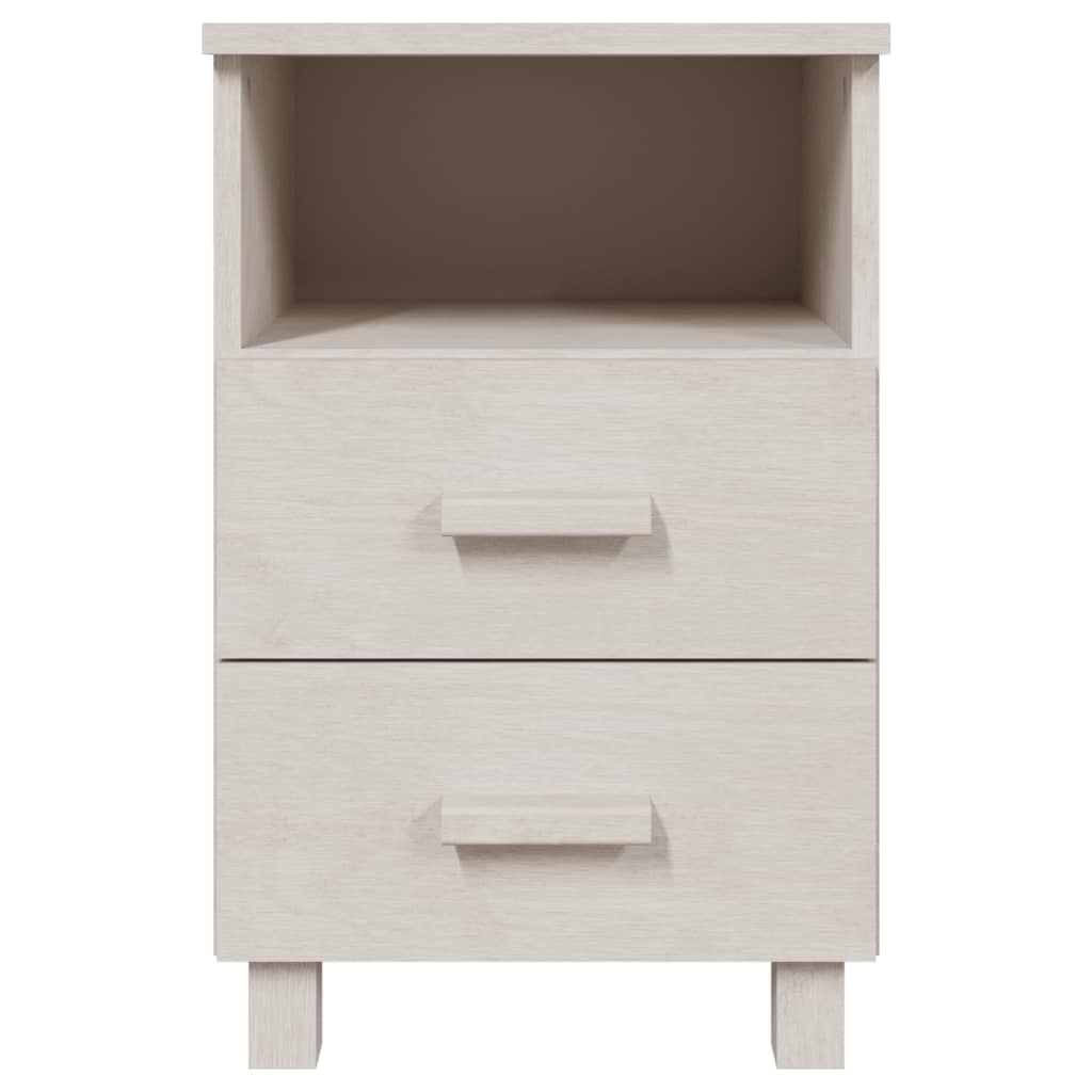 Solid Wood White Bedside Cabinets - HAMAR Set of 2, 40x35x62 cm