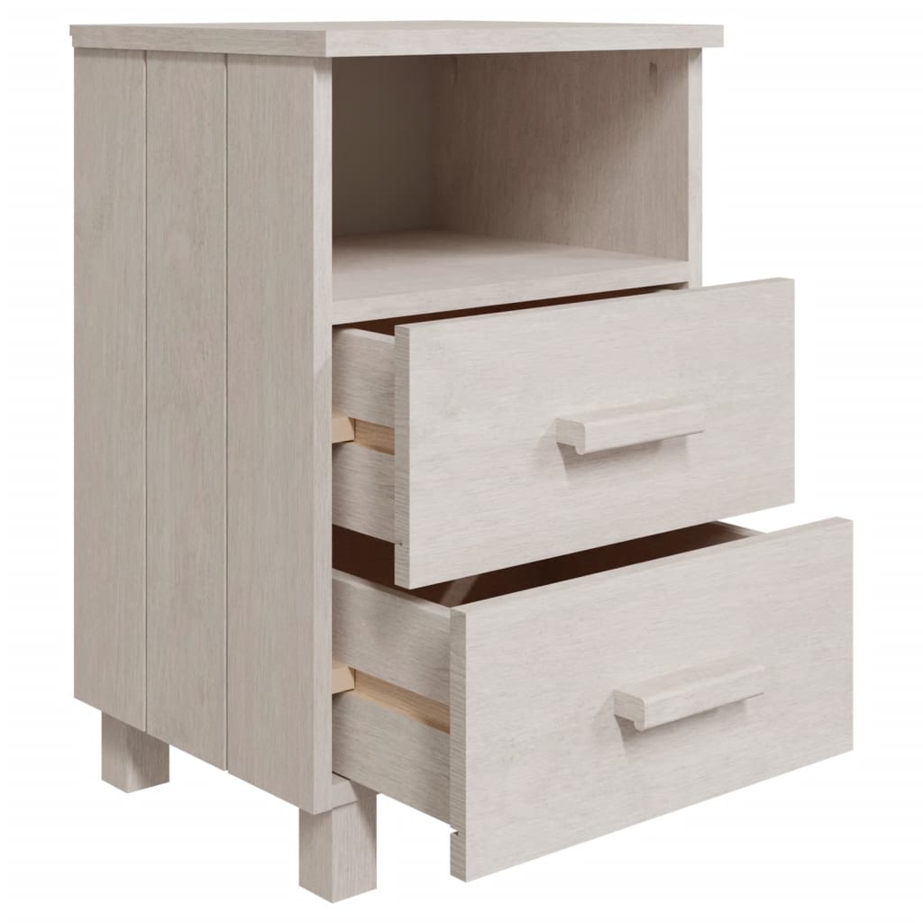 Solid Wood White Bedside Cabinets - HAMAR Set of 2, 40x35x62 cm