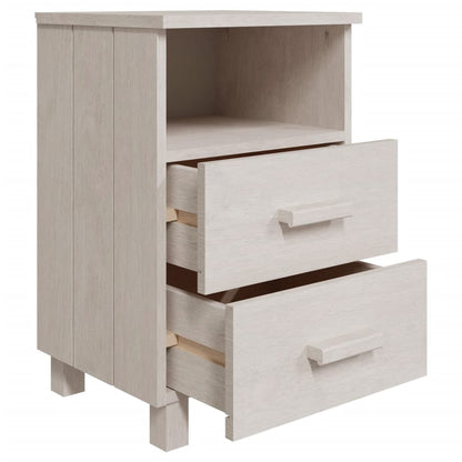 Solid Wood White Bedside Cabinets - HAMAR Set of 2, 40x35x62 cm