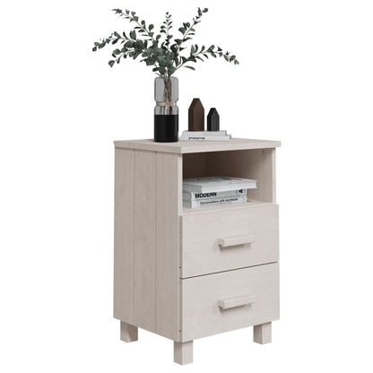 Solid Wood White Bedside Cabinets - HAMAR Set of 2, 40x35x62 cm