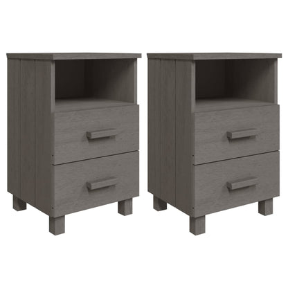 Solid Wood HAMAR Bedside Cabinets, Light Grey, 2 pcs, 40x35x62 cm