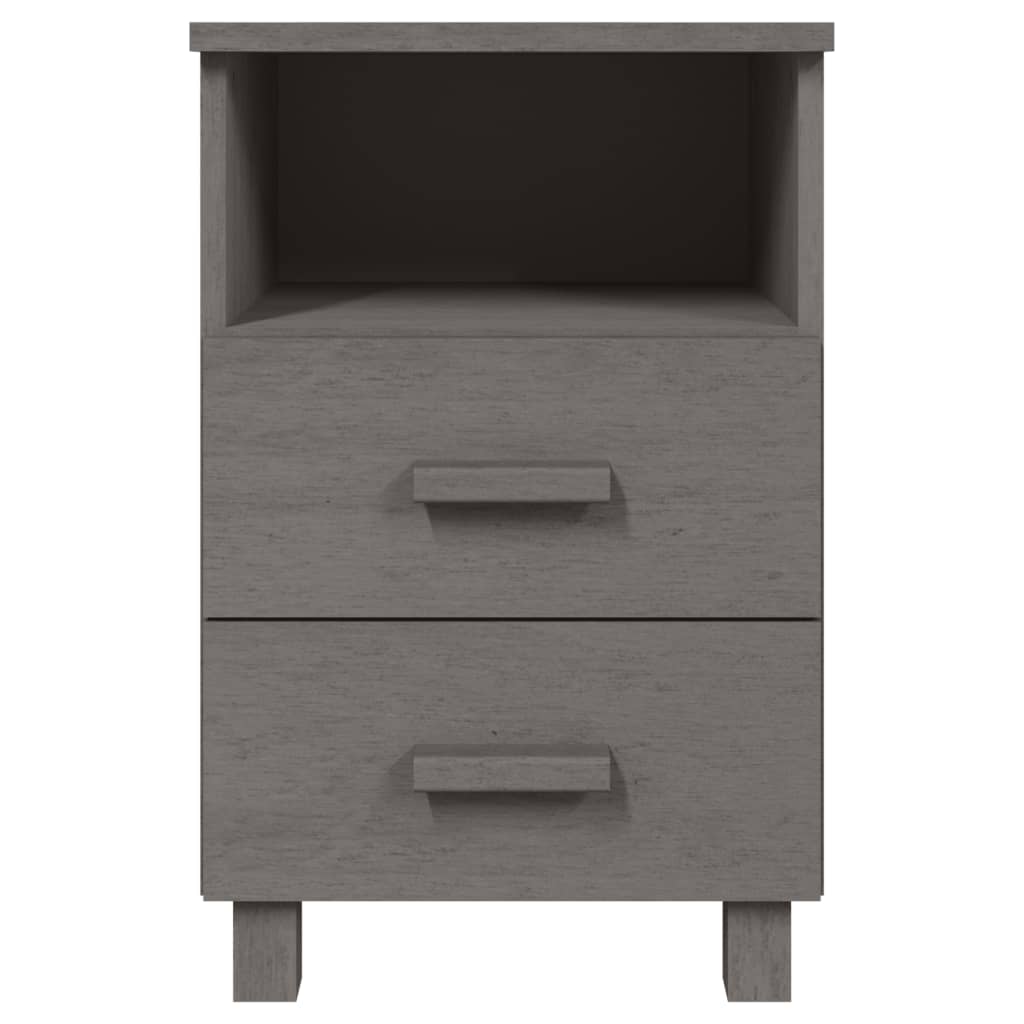Solid Wood HAMAR Bedside Cabinets, Light Grey, 2 pcs, 40x35x62 cm