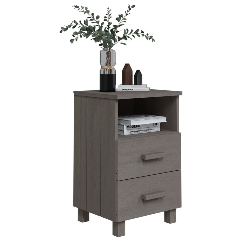 Solid Wood HAMAR Bedside Cabinets, Light Grey, 2 pcs, 40x35x62 cm