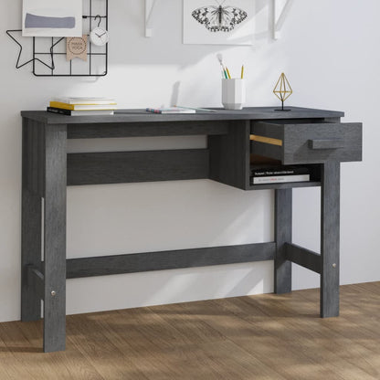 HAMAR Solid Wood Desk - Dark Grey, 110x40x75 cm Pine Wood