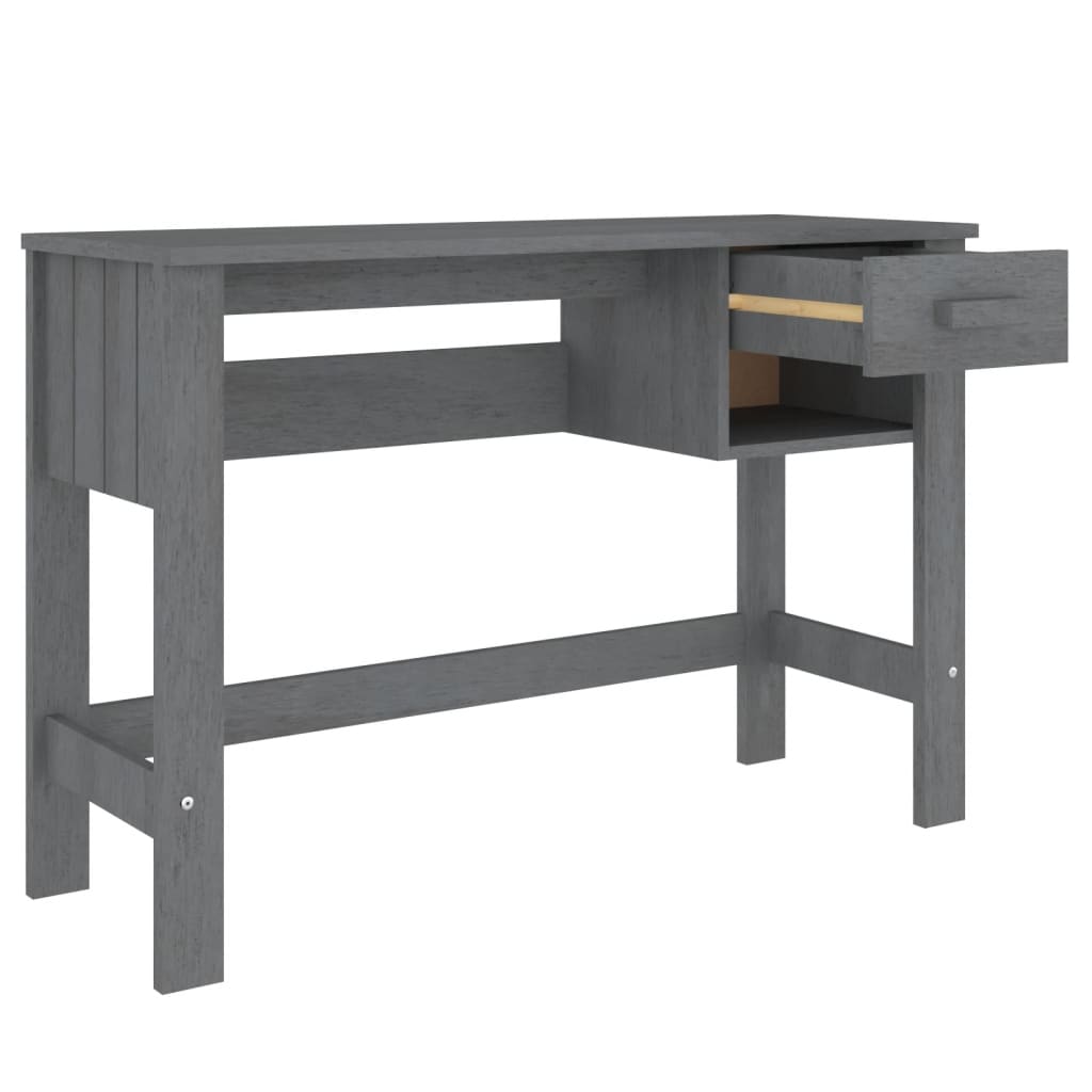 HAMAR Solid Wood Desk - Dark Grey, 110x40x75 cm Pine Wood