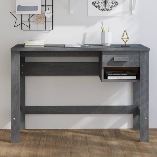 HAMAR Solid Wood Desk - Dark Grey, 110x40x75 cm Pine Wood