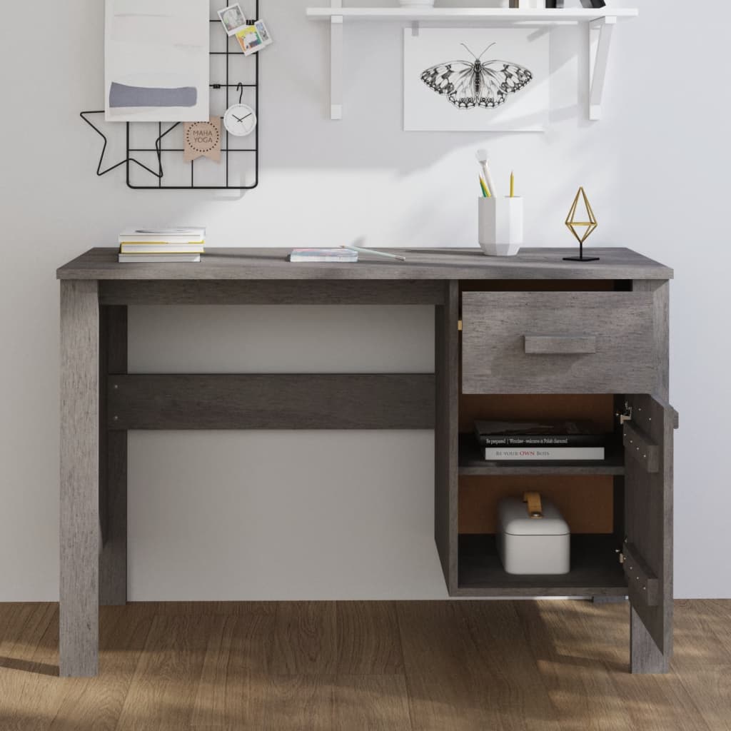 Solid Wood Pine Desk HAMAR - Light Grey, 113x50x75 cm