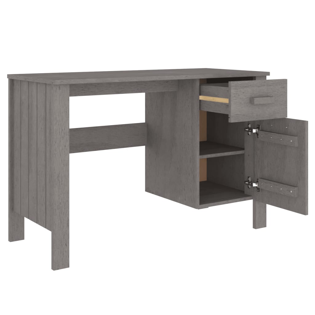 Solid Wood Pine Desk HAMAR - Light Grey, 113x50x75 cm