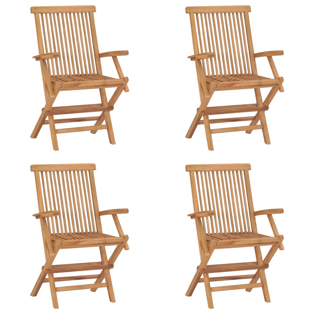 4-Piece Solid Teak Wood Folding Garden Chairs - Durable & Stylish