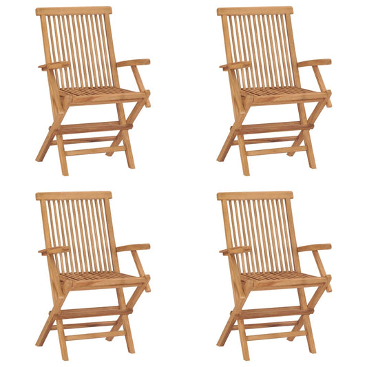 4-Piece Solid Teak Wood Folding Garden Chairs - Durable & Stylish