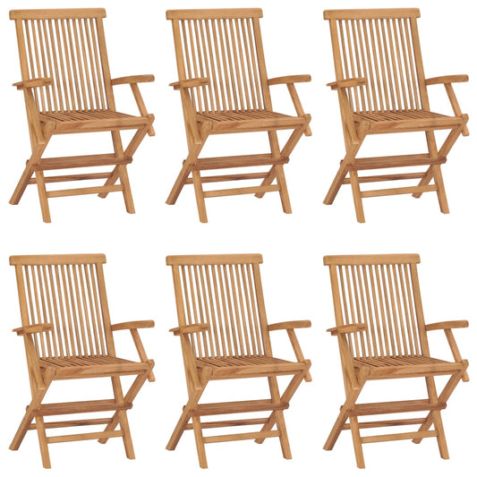 6-Piece Solid Teak Wood Folding Garden Chairs - Durable & Stylish