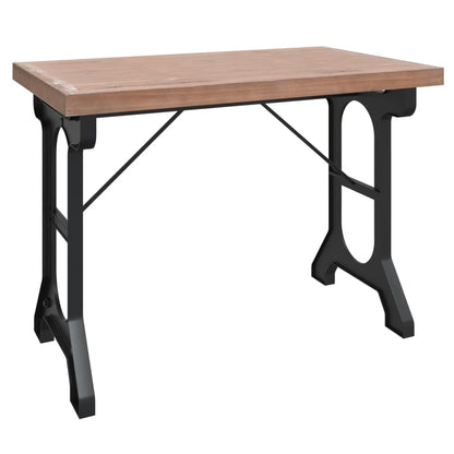Solid Wood Fir & Iron Dining Table 110x65x82 cm - Rustic Charm