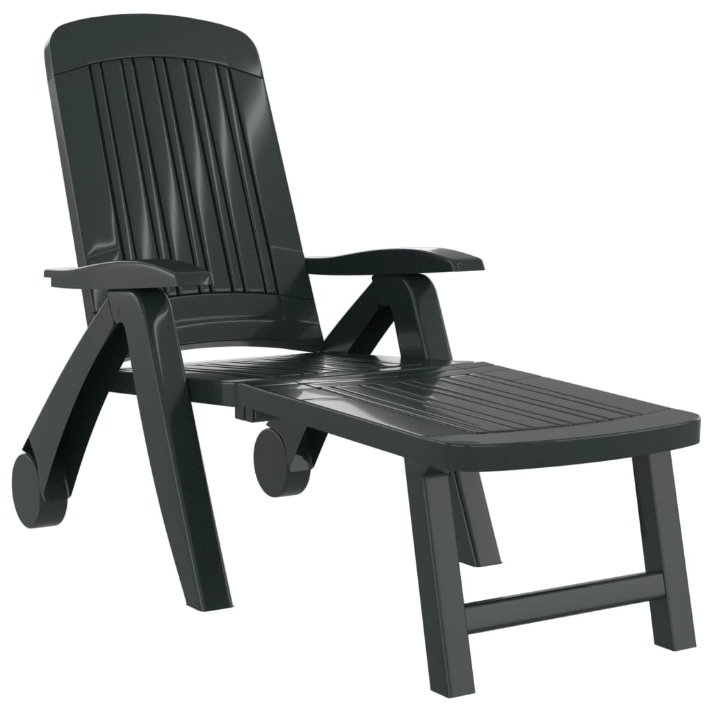 Green Polypropylene Folding Sun Lounger - Durable & Stylish Relaxation