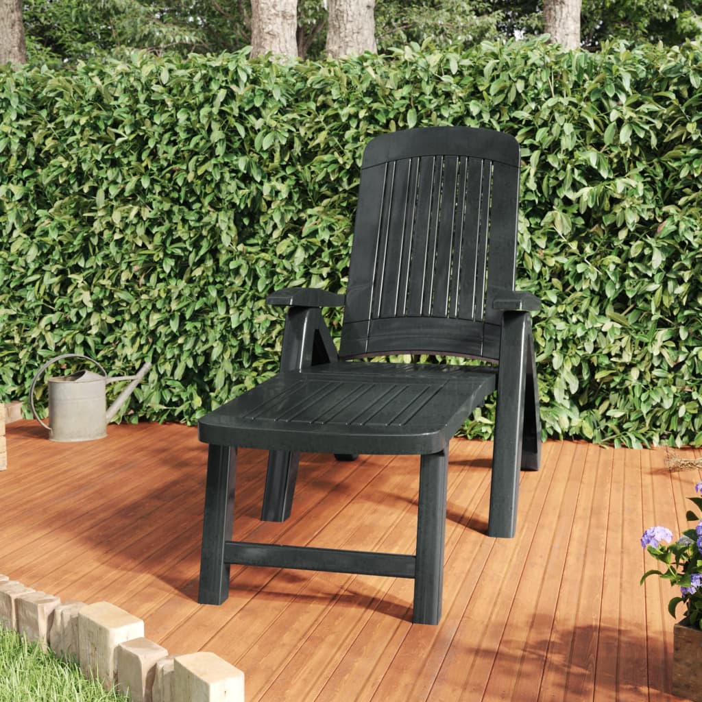 Green Polypropylene Folding Sun Lounger - Durable & Stylish Relaxation