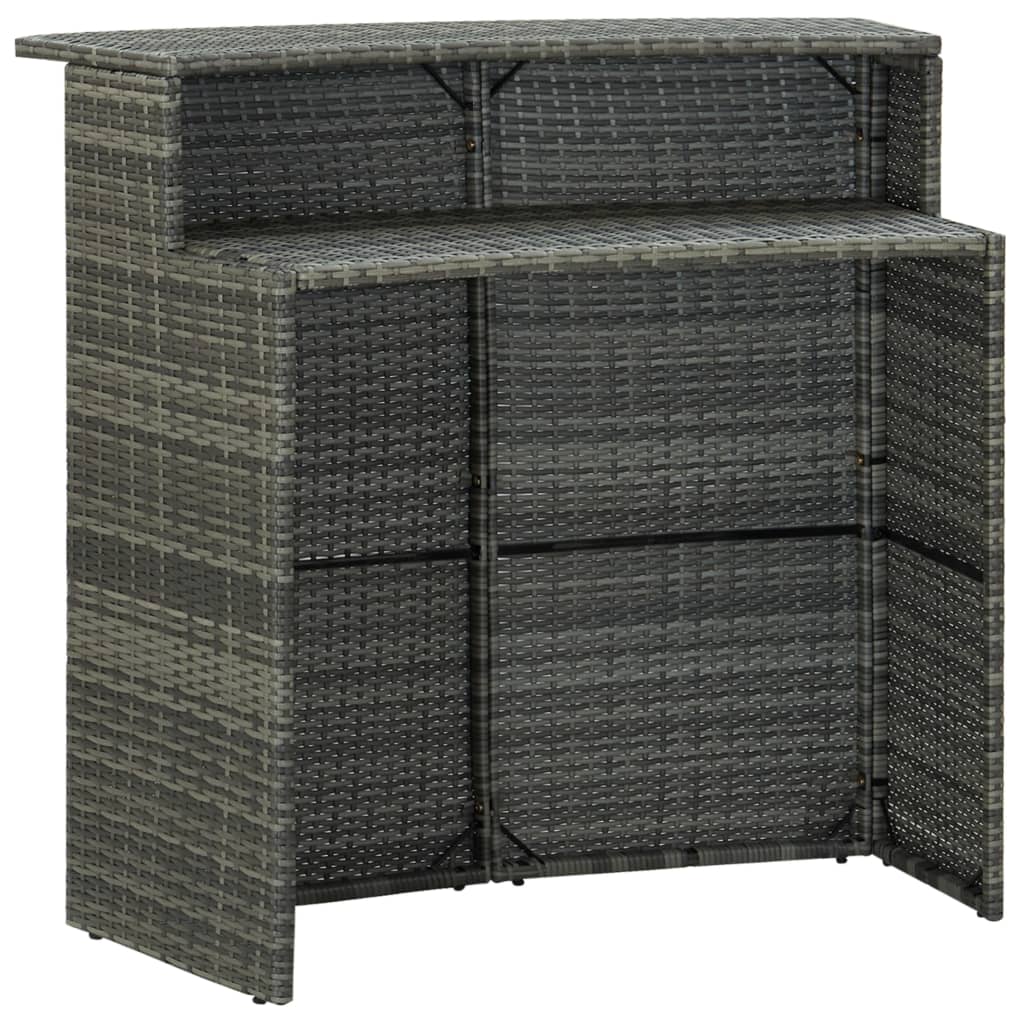 5 Piece Garden Bar Set with Cushions Poly Rattan Grey