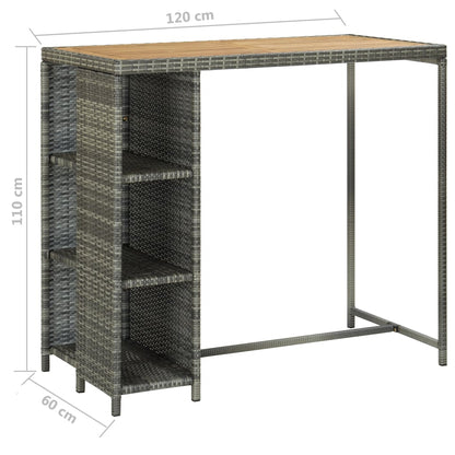 5 Piece Garden Bar Set with Cushions Poly Rattan Grey