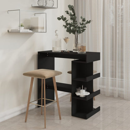 Stylish Black Bar Table with Storage - Engineered Wood, 100x50x101.5 cm