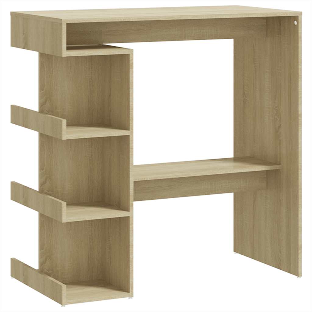 Sonoma Oak Bar Table w/ Storage Rack, Engineered Wood, 100x50x101.5 cm